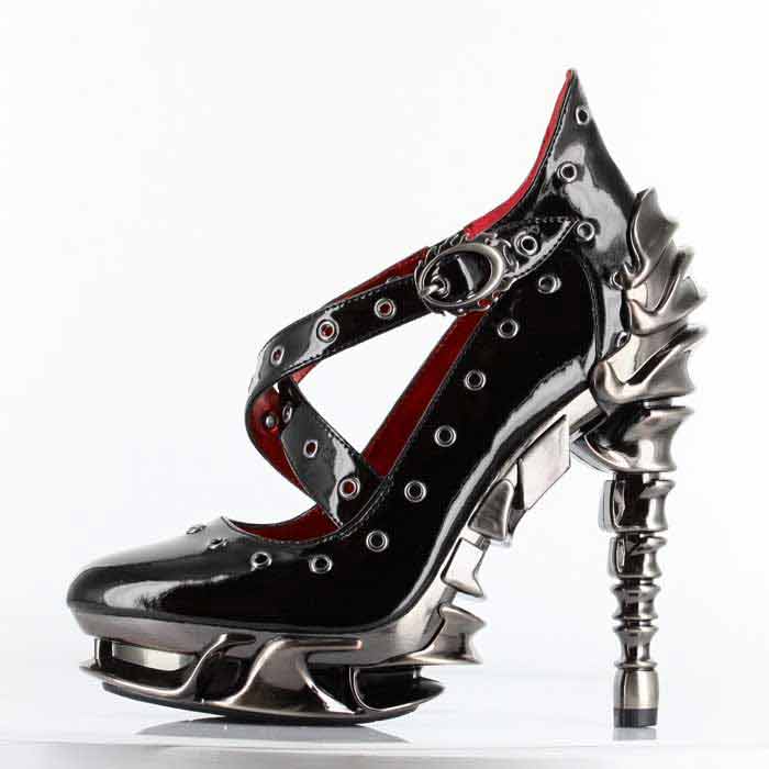 Hades CROW Black Eyelet Pump High Spinal Heel Platform