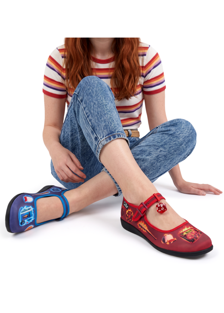 Chocolaticas® Dark Realm Women's Retro Fire Mary Jane Flats