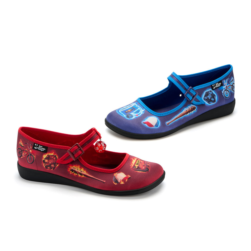 Chocolaticas® Dark Realm Women's Retro Fire Mary Jane Flats