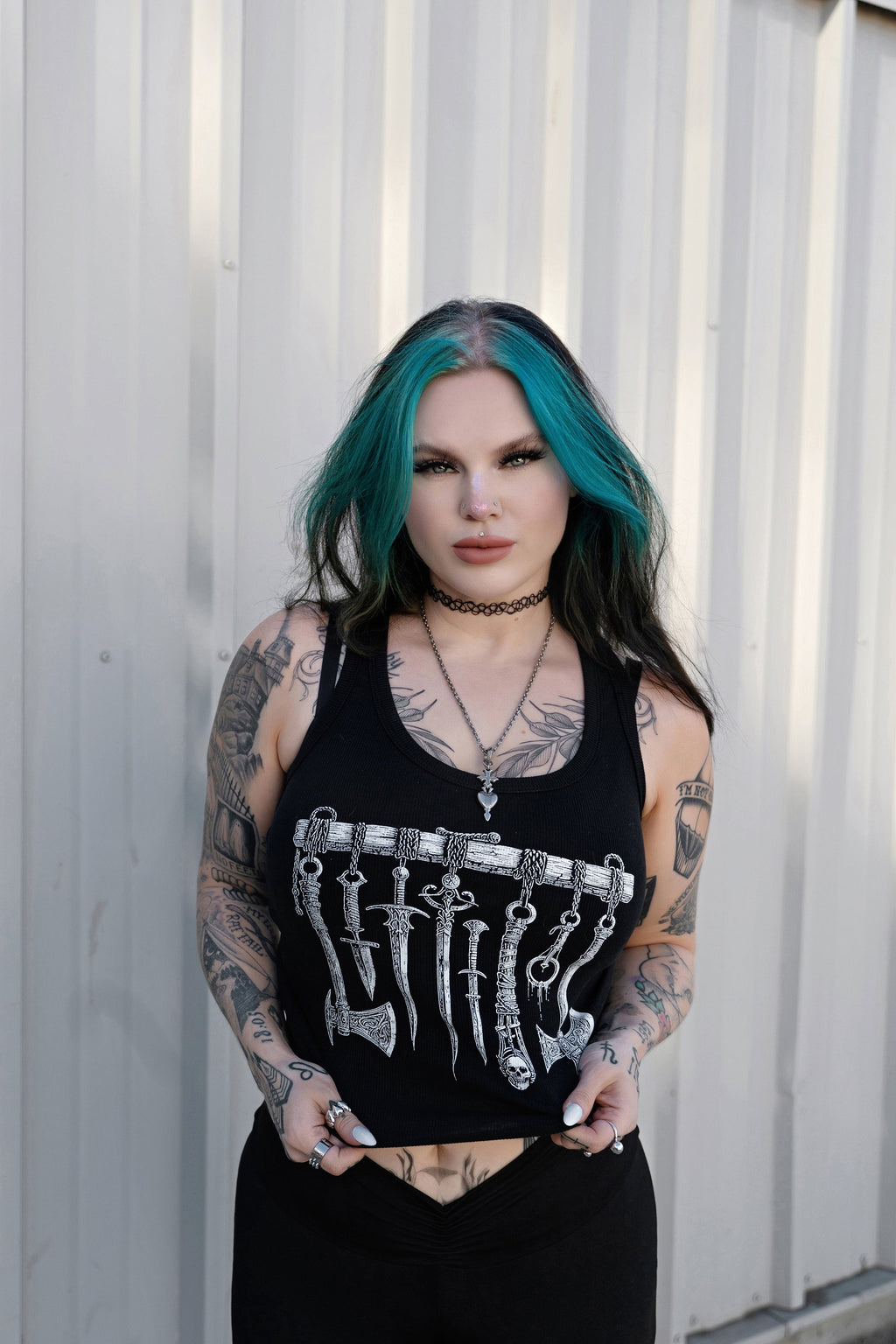 Vera's Eyecandy Medieval Weapons Ribbed Tank Top