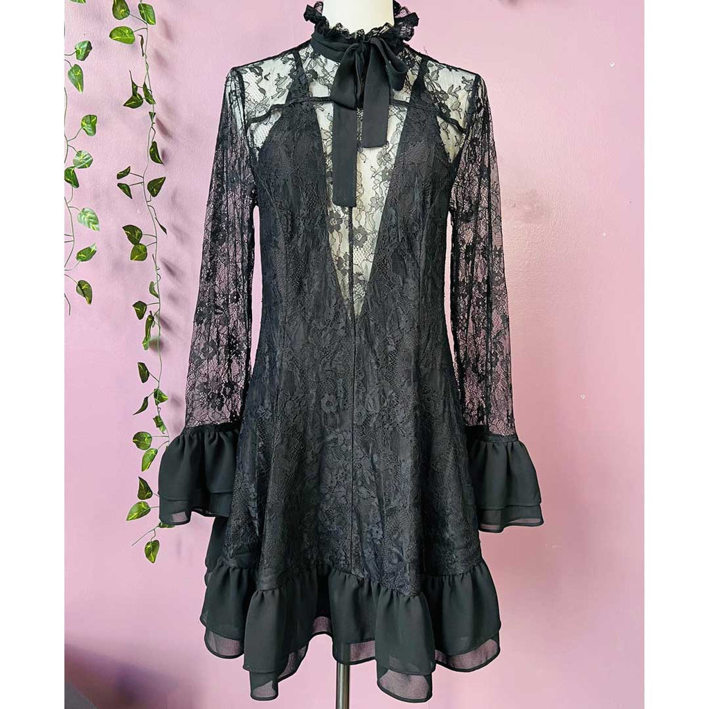 Witchwood Nightshade Dark Floral Mini Babydoll Dress