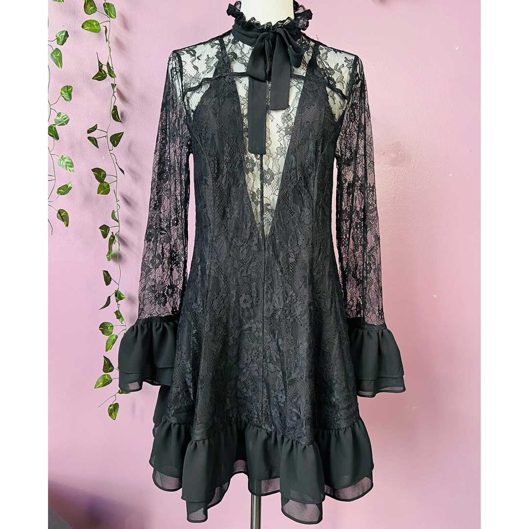 Witchwood Nightshade Dark Floral Mini Babydoll Dress