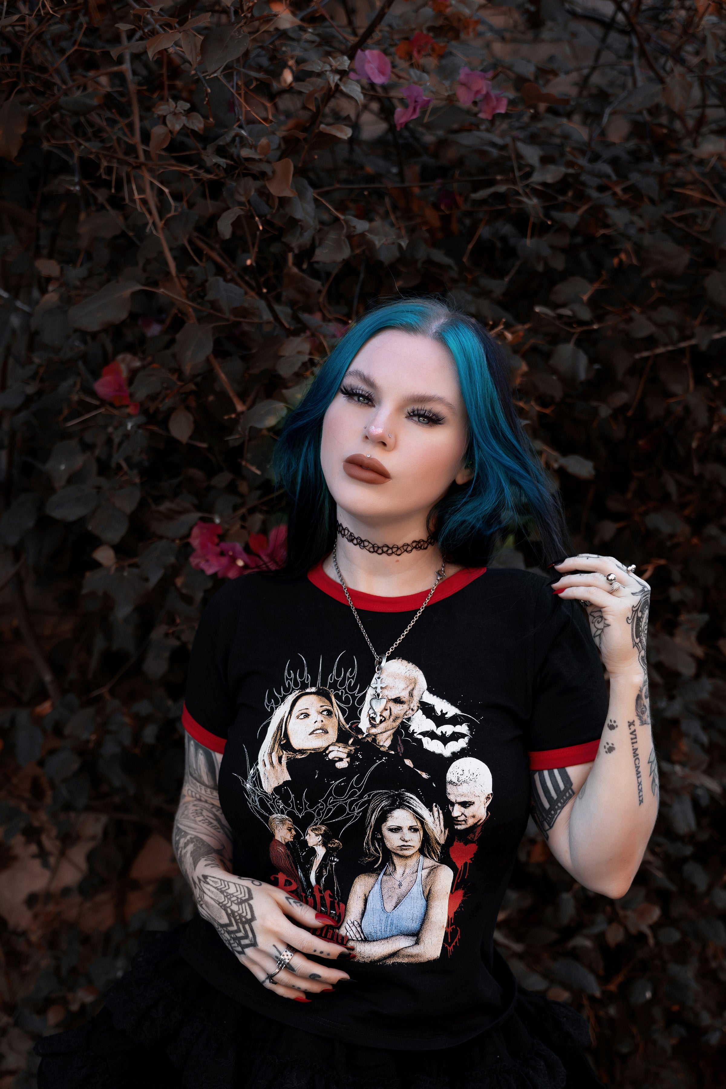 Vera's Eyecandy Buffy Vampire + Spike Ringer Tee