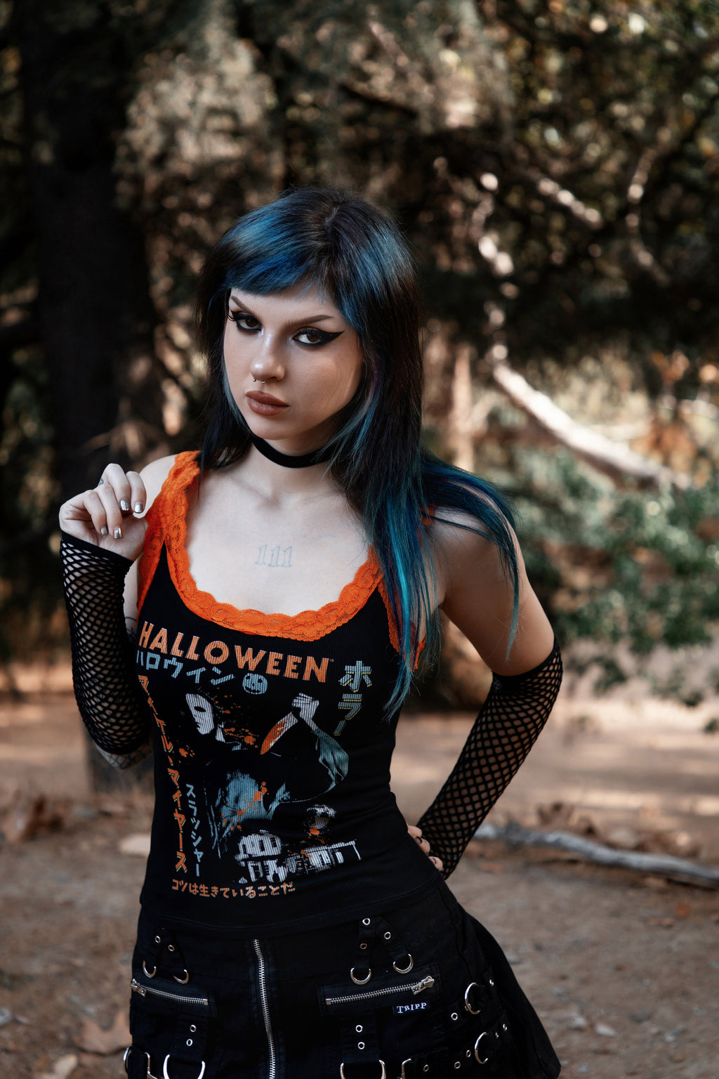 Vera's Eyecandy Halloween Lace Ribbed Horror Tank Ltd Ed