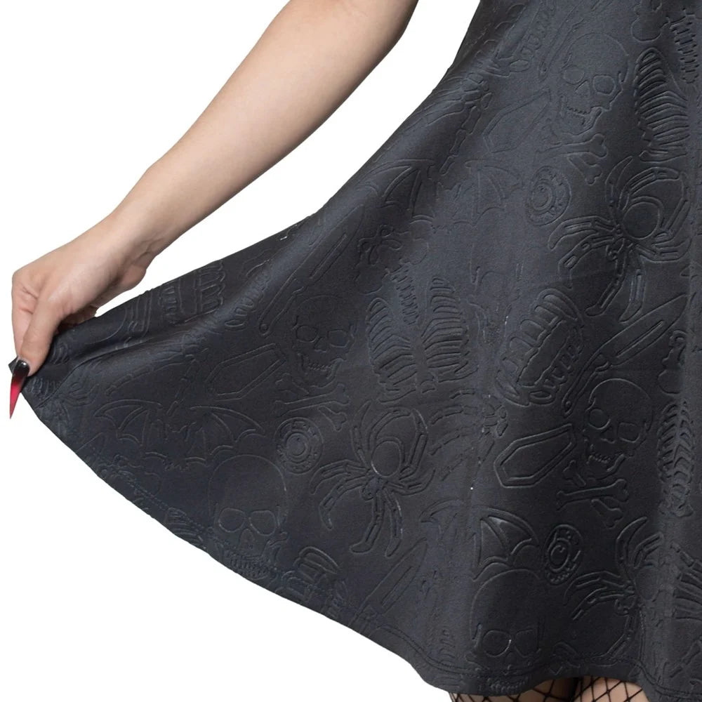 Kreepsville 666 Death Repeat Embossed Skater Dress