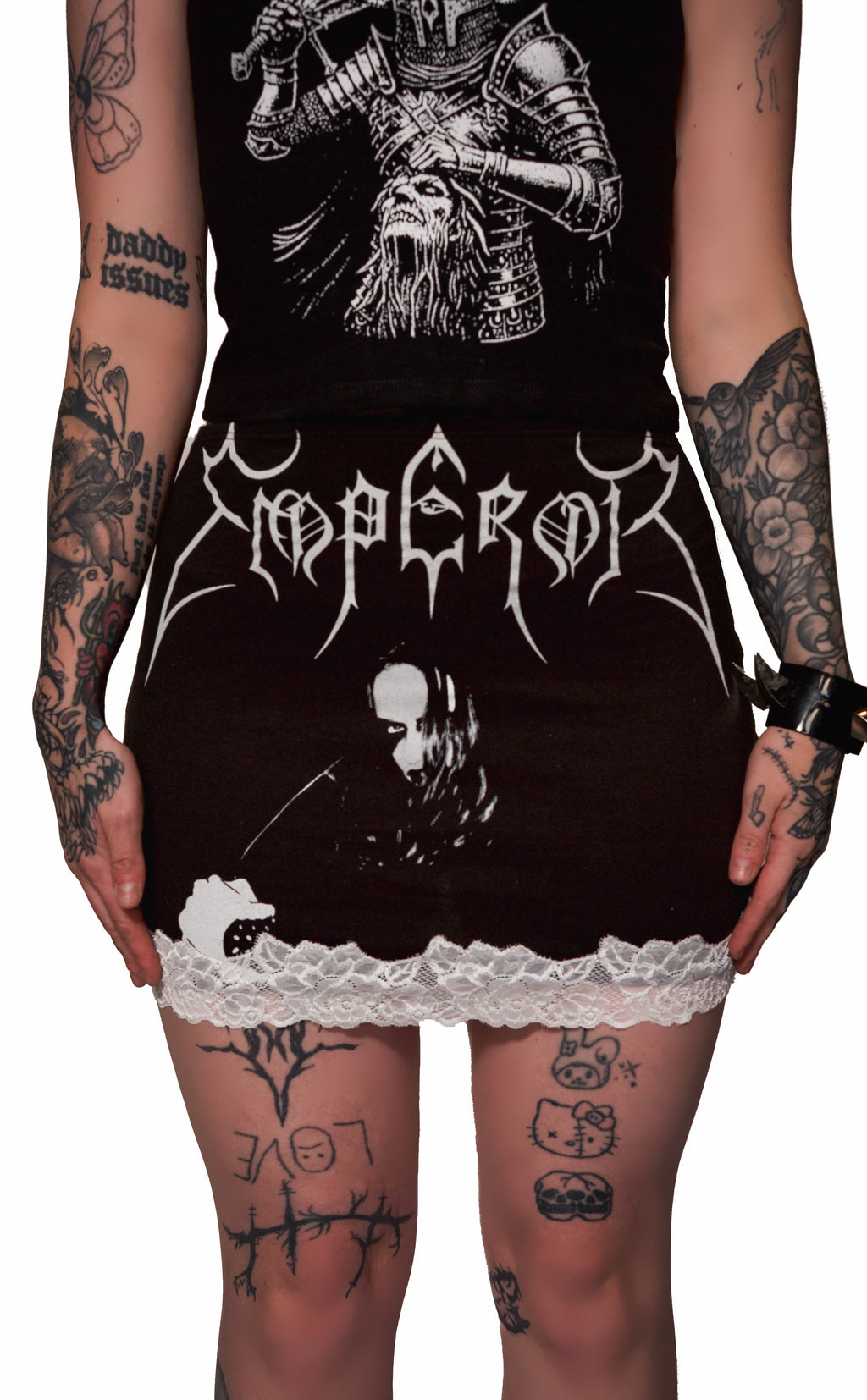 Vera's Eyecandy Emperor Black Metal Band Lace Skirt