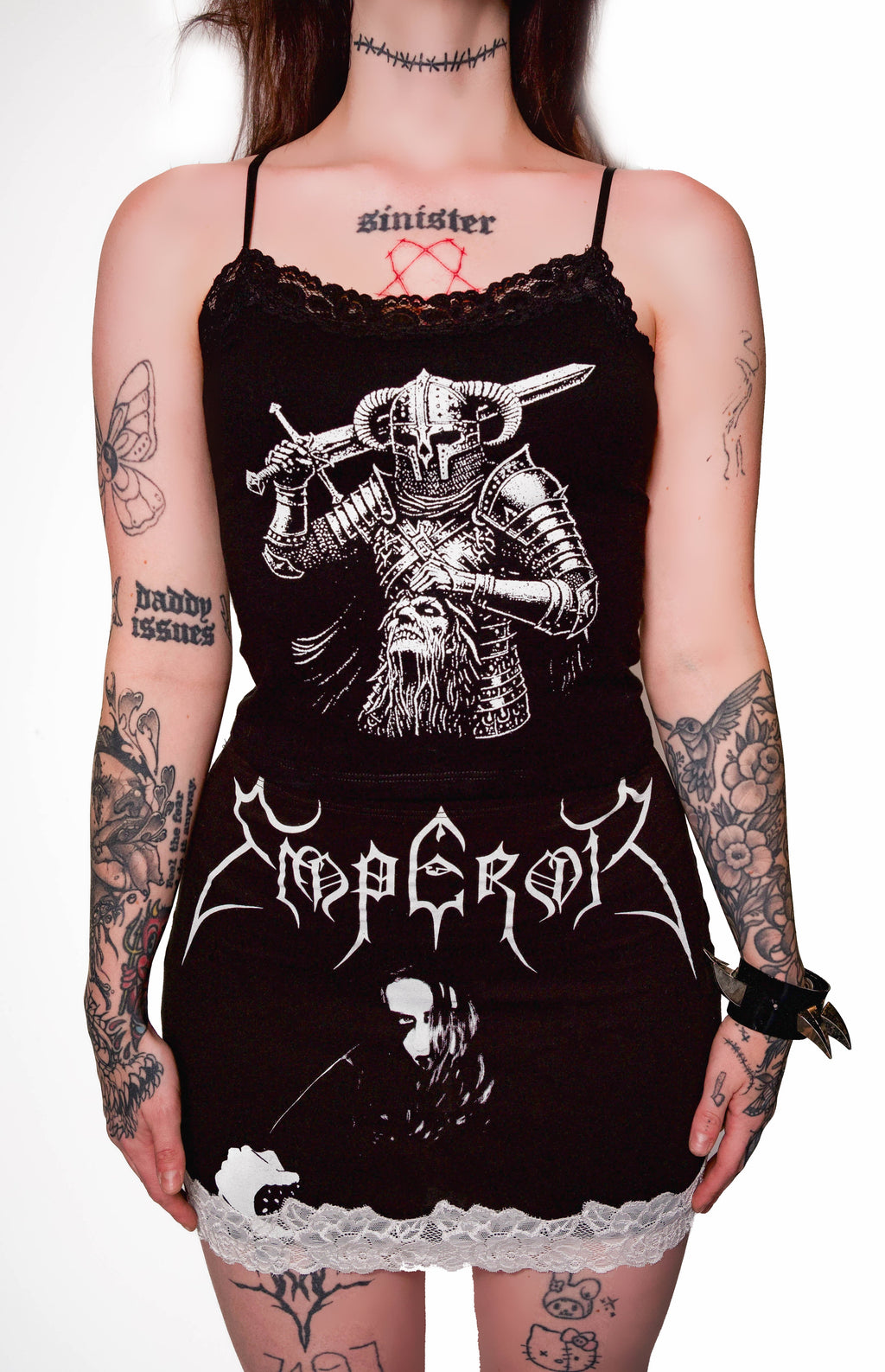 Vera's Eyecandy Emperor Black Metal Band Lace Skirt