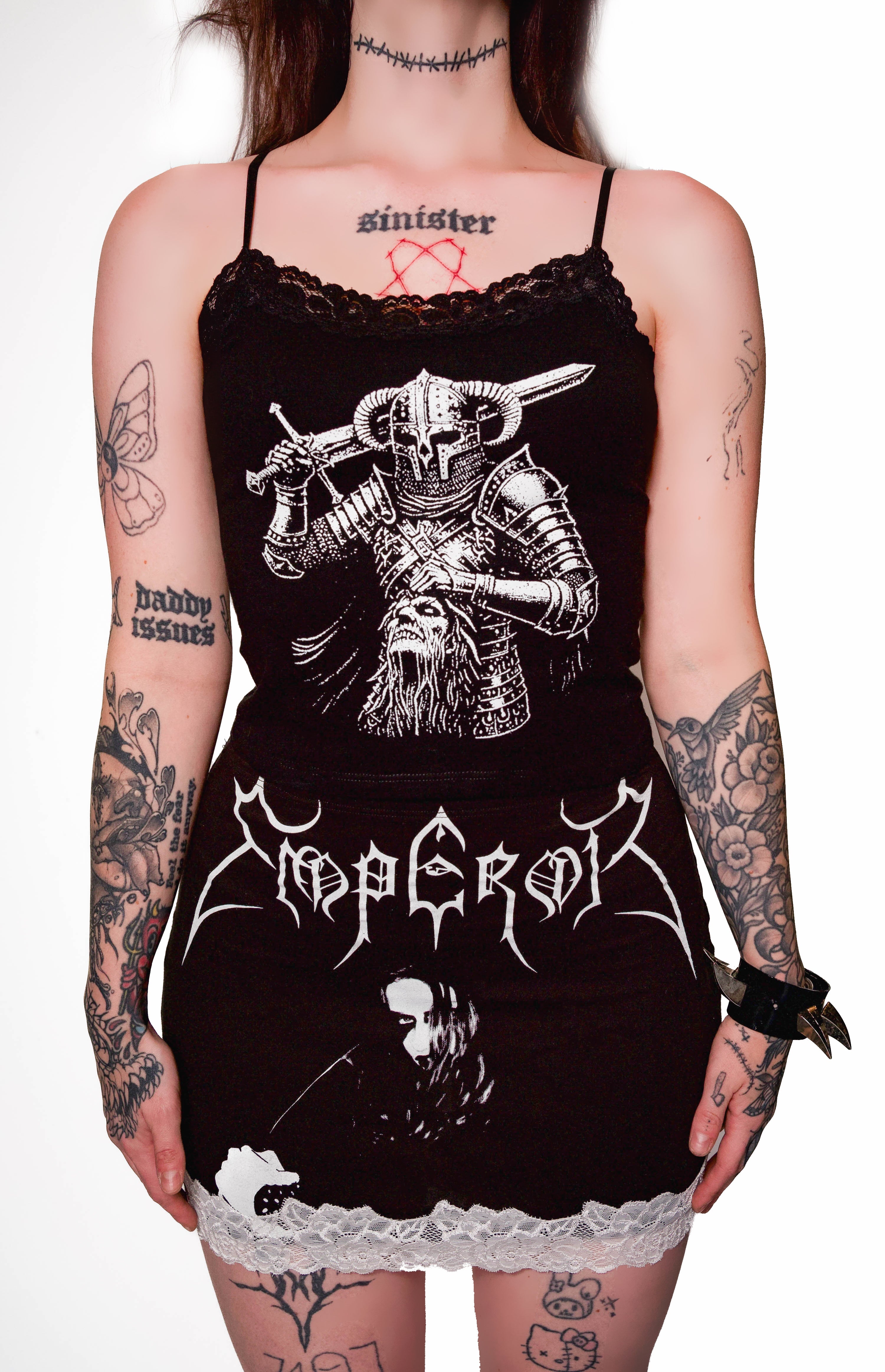 Vera's Eyecandy Emperor Black Metal Band Lace Skirt