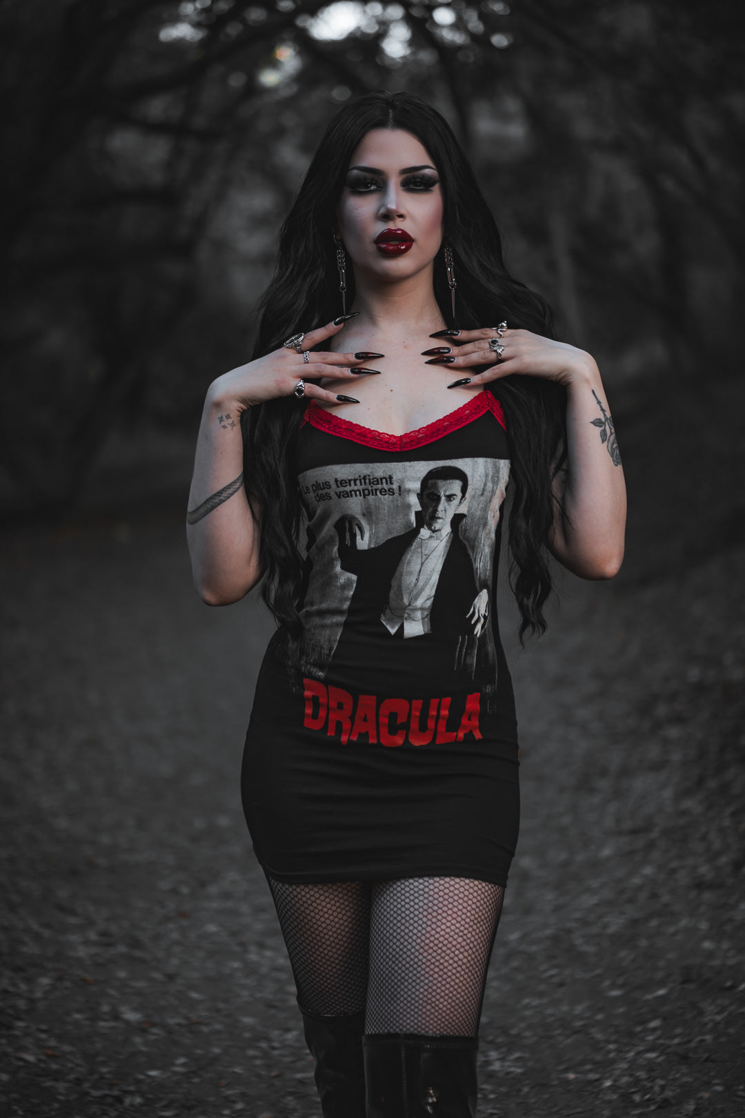 Vera's Eyecandy Dracula Red Lace Strap Dress