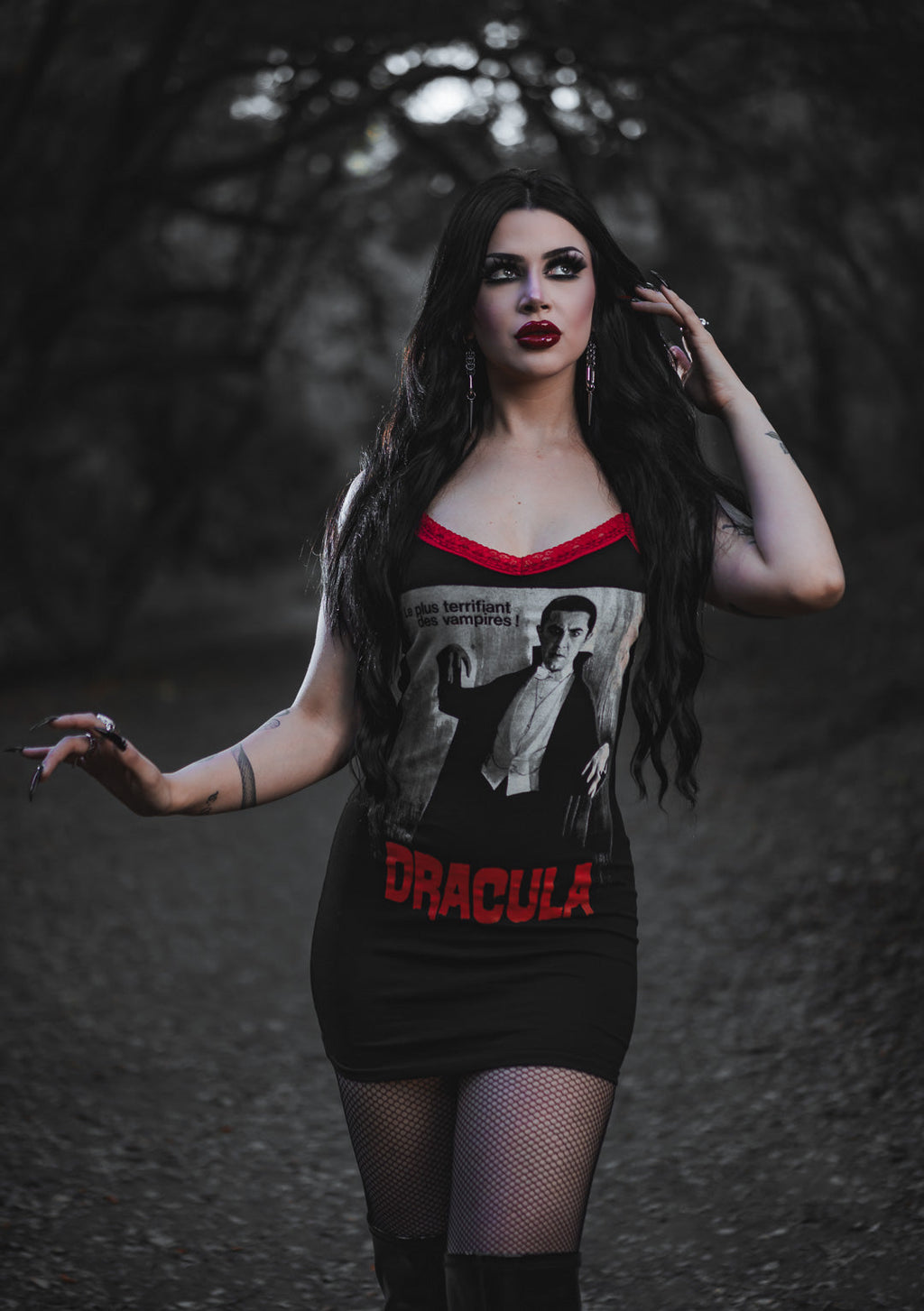 Vera's Eyecandy Dracula Red Lace Strap Dress