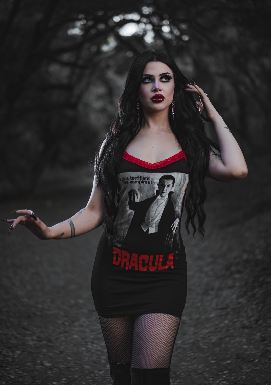 Vera's Eyecandy Dracula Red Lace Strap Dress