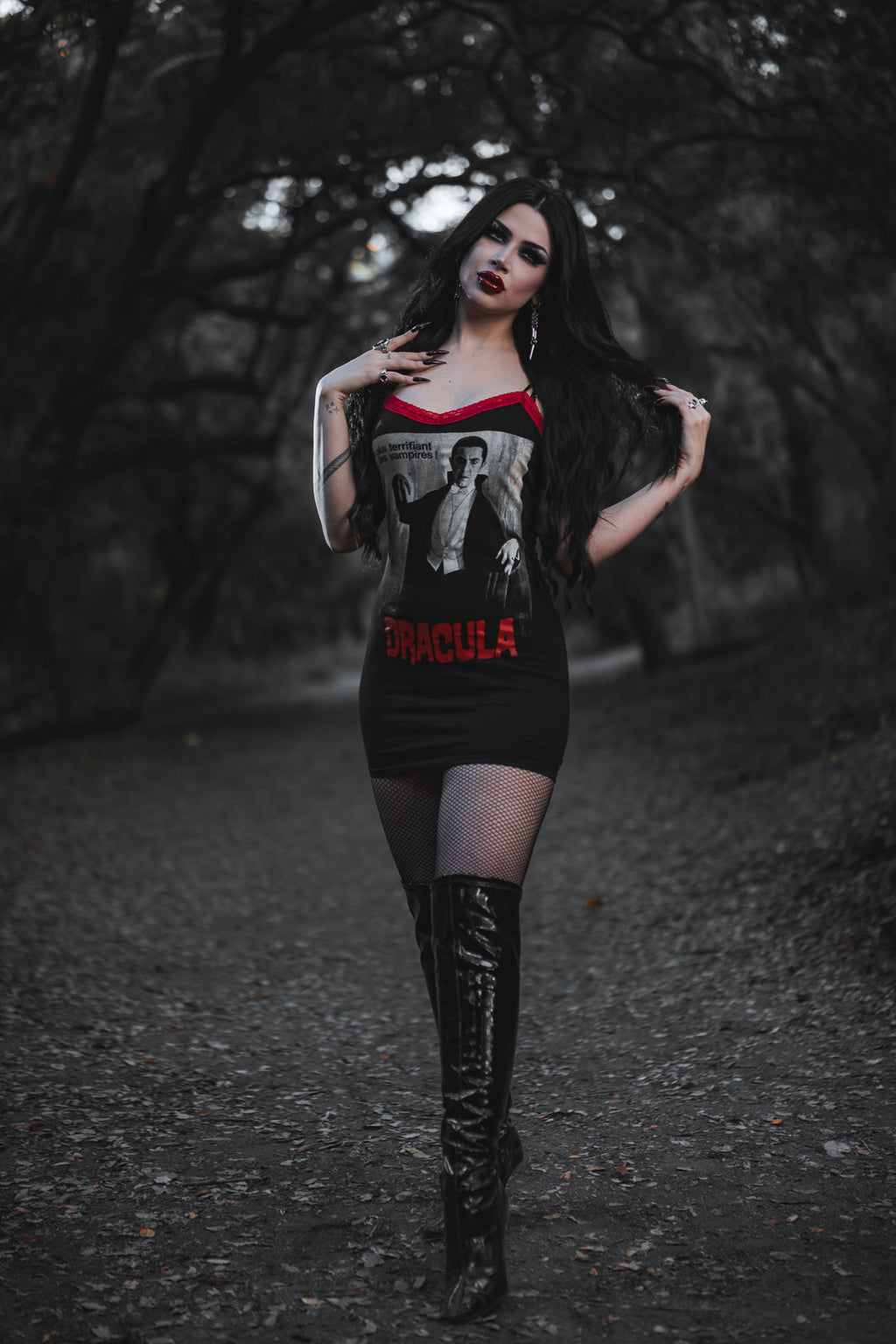 Vera's Eyecandy Dracula Red Lace Strap Dress