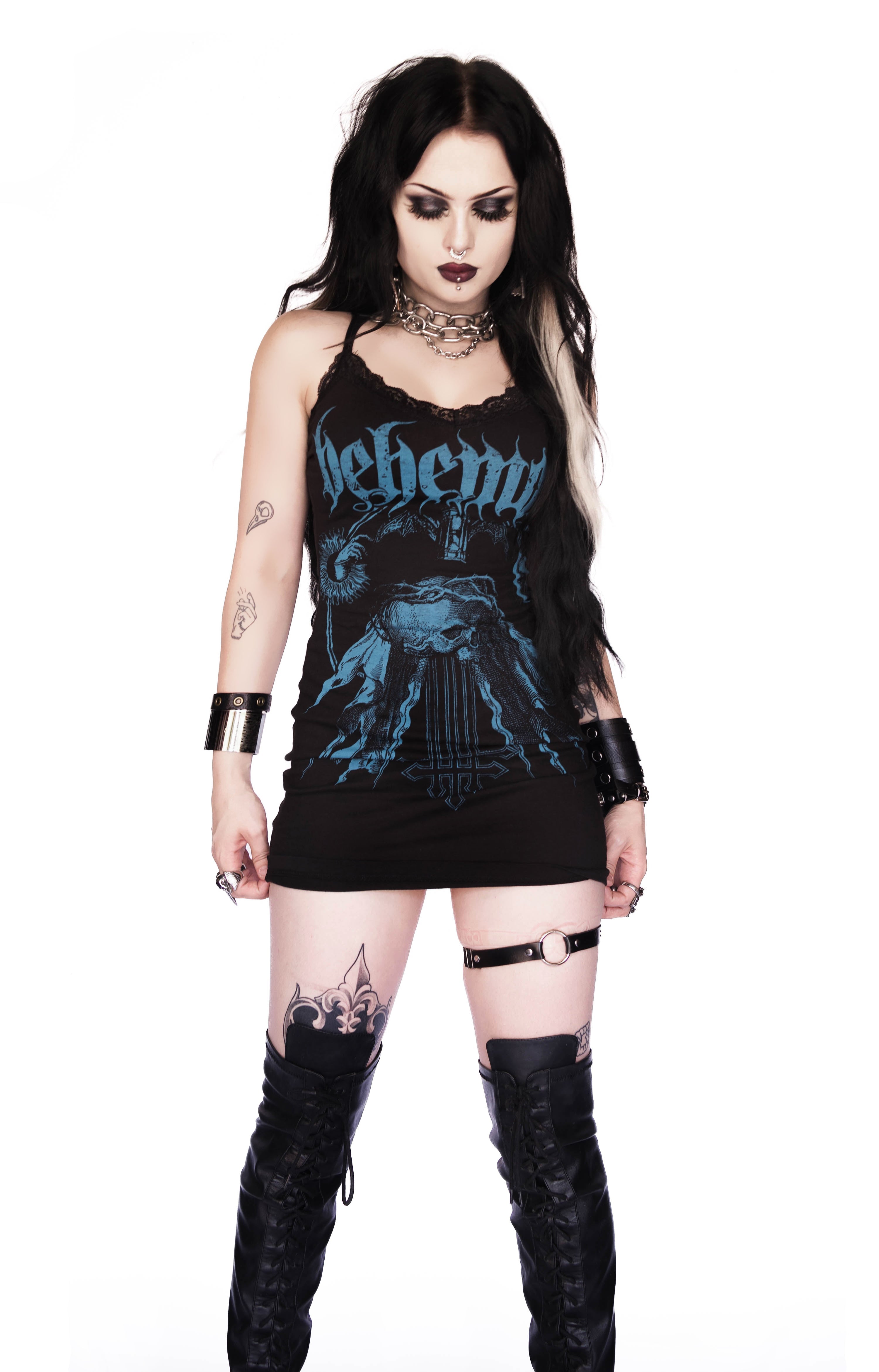 Vera's Eyecandy Behemoth Metal Band Lace Strap Dress