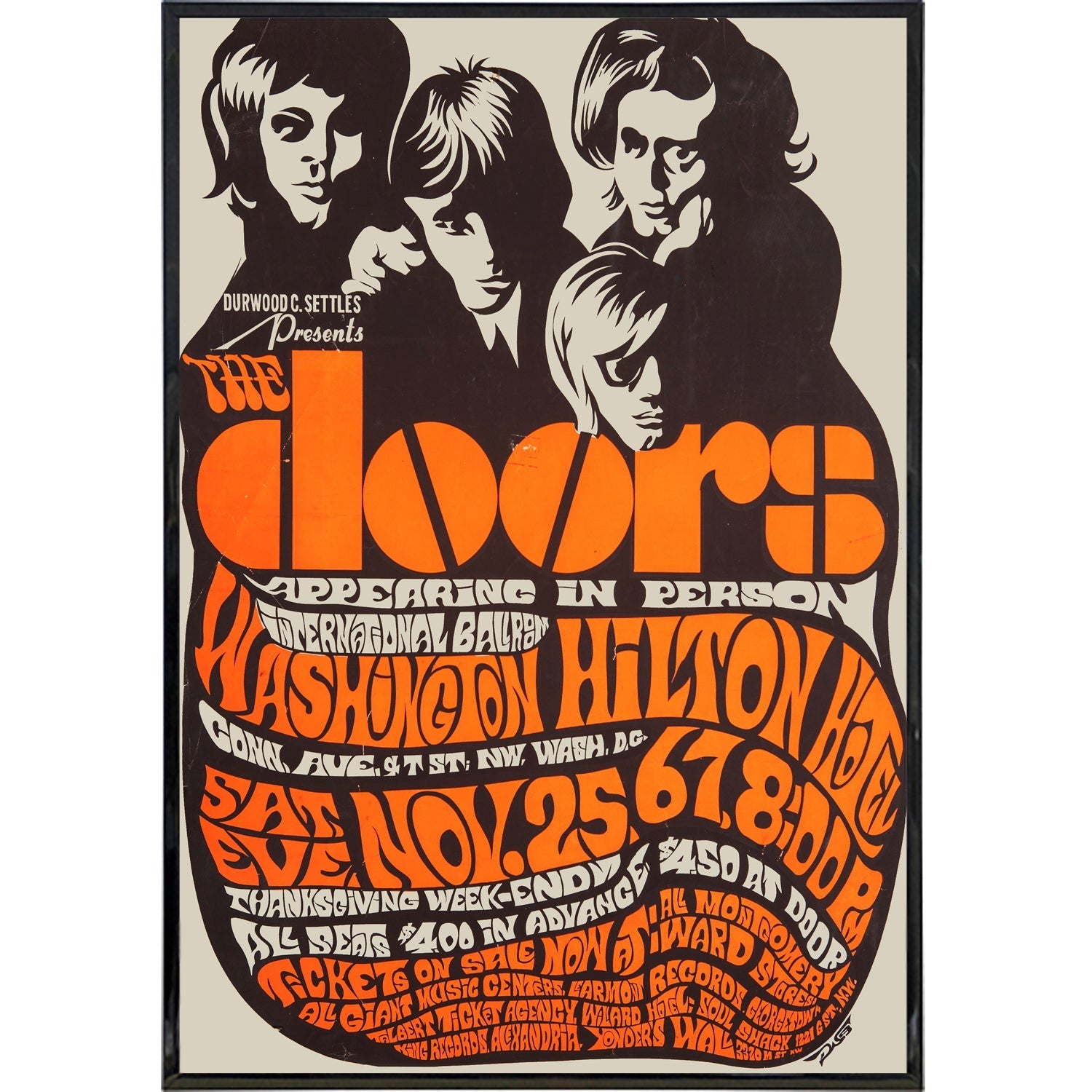The Doors at Hilton 1967 Show Concert Poster Print