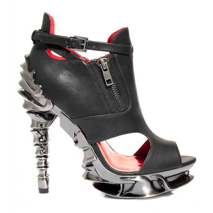 Hades DRACO Black 5" High Spinal Heel Strappy Peep Toe