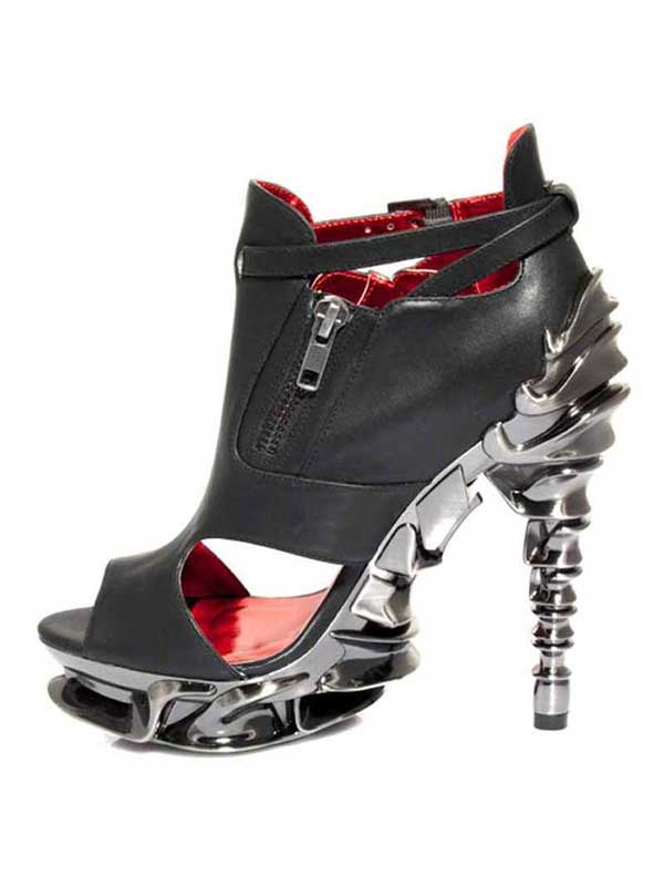 Hades DRACO Black 5" High Spinal Heel Strappy Peep Toe