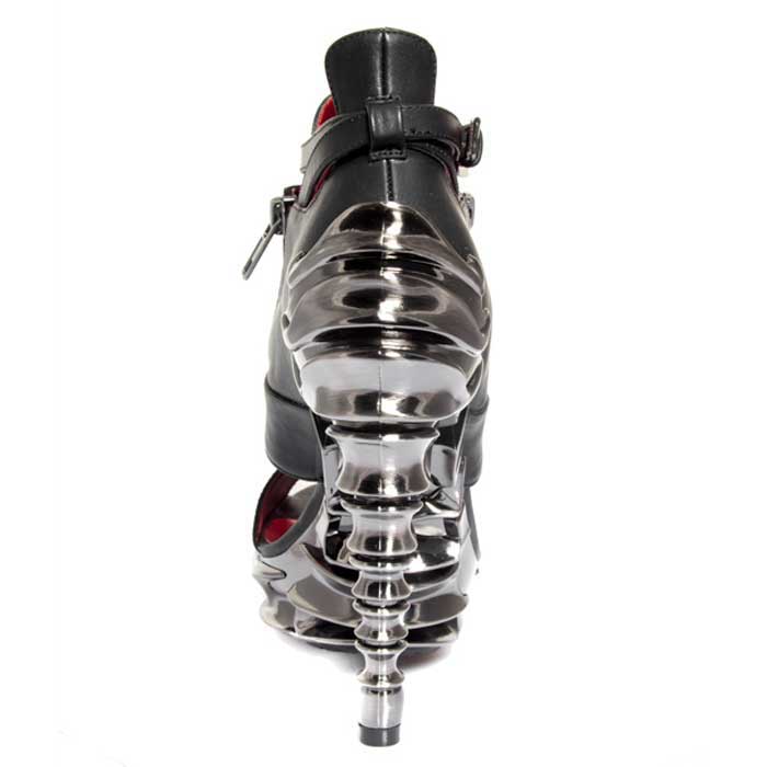 Hades DRACO Black 5" High Spinal Heel Strappy Peep Toe