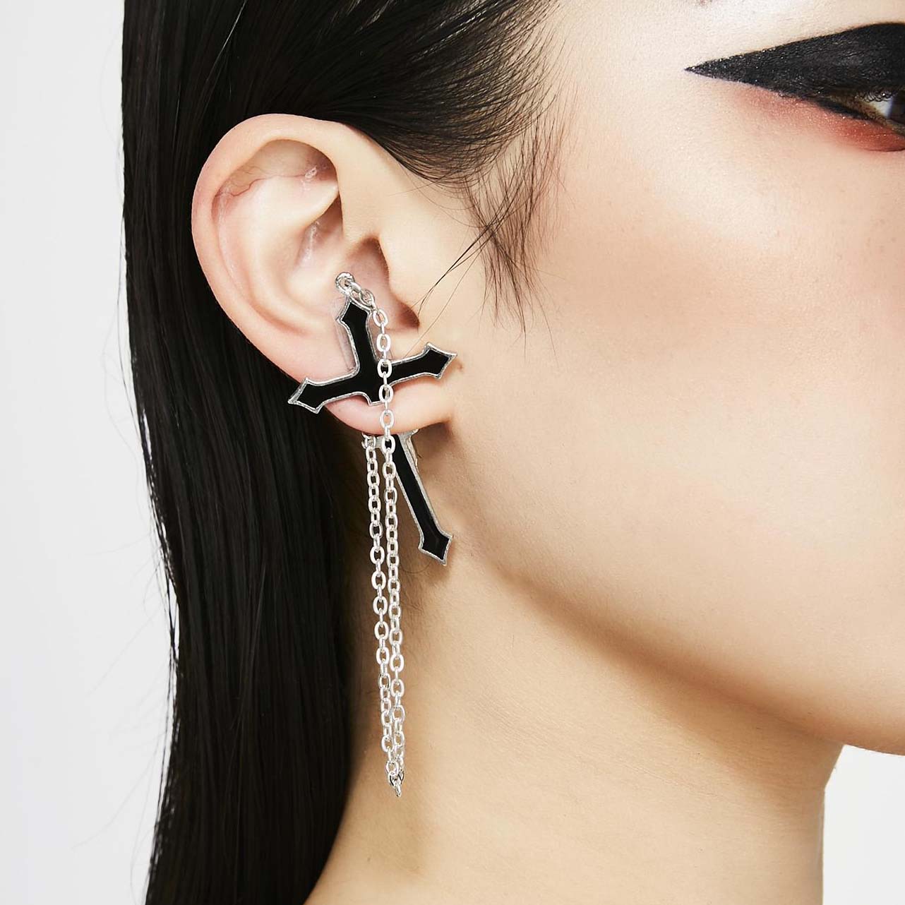 Alchemy Gothic Impalare Black Ozzy Cross Single Earring E280