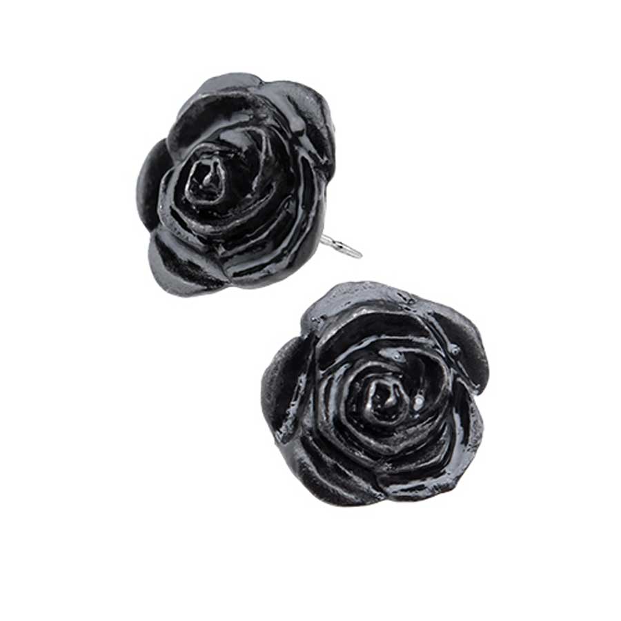 Alchemy Gothic The Romance of Black Rose Earrings E339