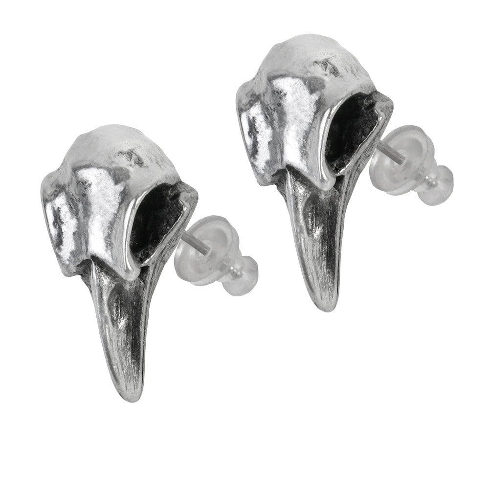 Alchemy Gothic Rabeschadel Raven Skull Earrings E359