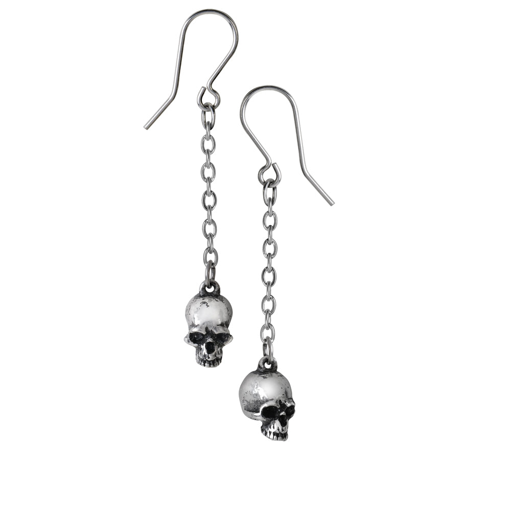 Alchemy Gothic Deadskull Chain Skull Earrings E364