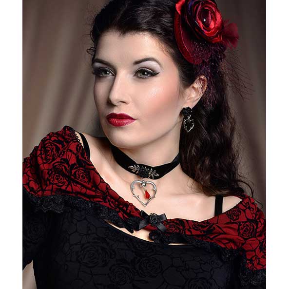 Alchemy Gothic Wounded Love Black Rose Earrings E365