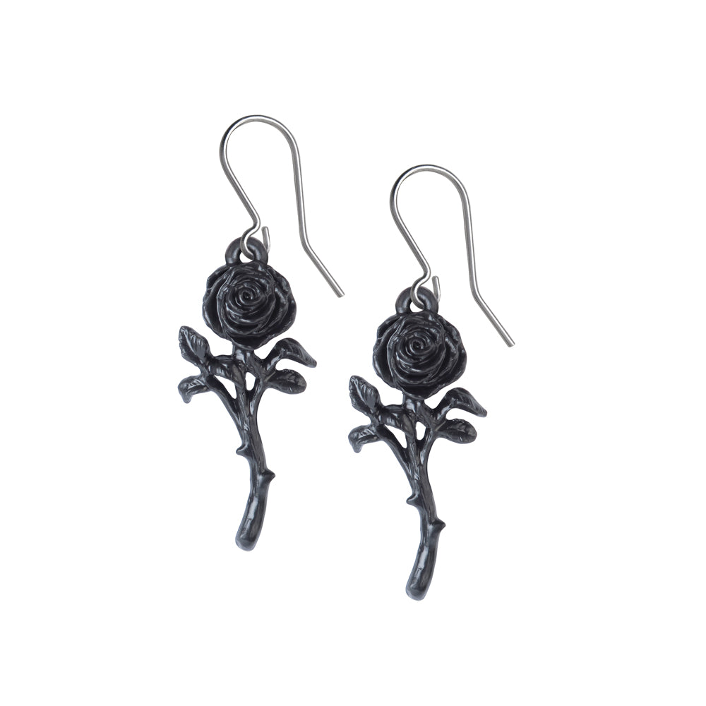 Alchemy Gothic The Romance of the Black Rose Earrings E421