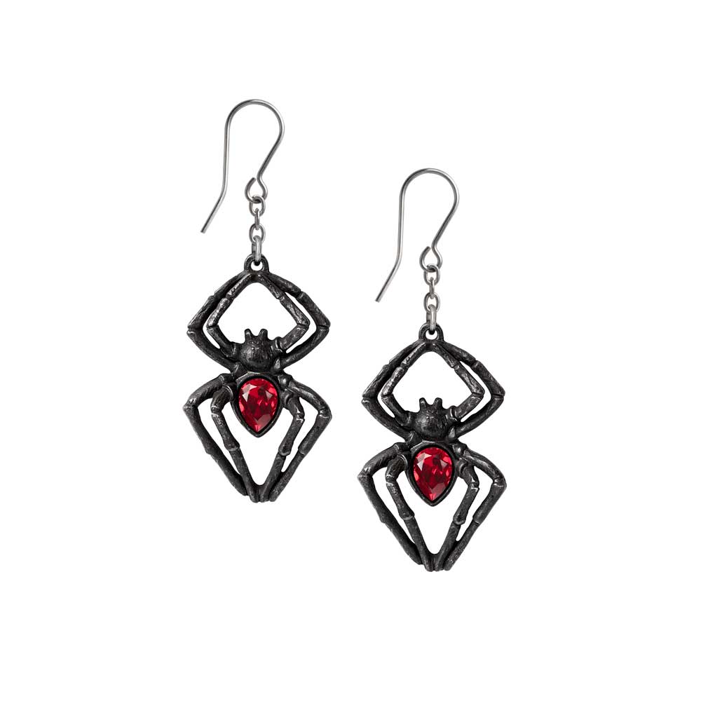 Alchemy Gothic Black Widow Spider Earrings E428