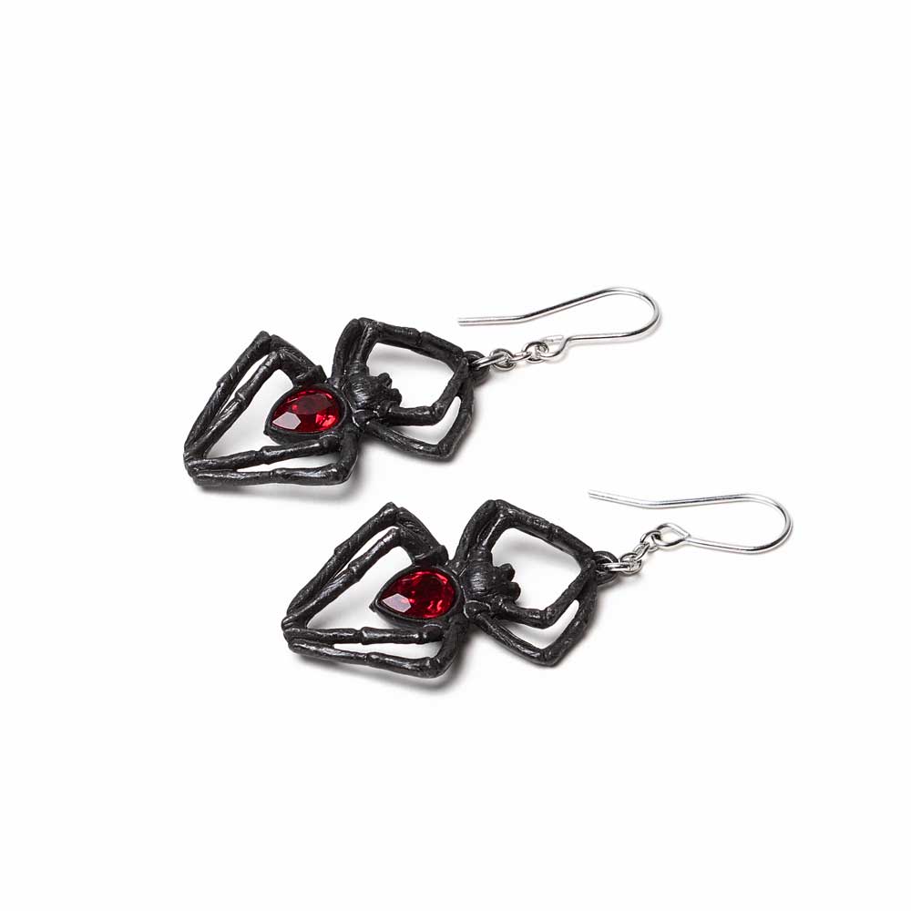 Alchemy Gothic Black Widow Spider Earrings E428