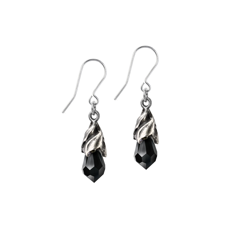 Alchemy Gothic Empyrean Tear Crystal Black Red Clear Earrings E437