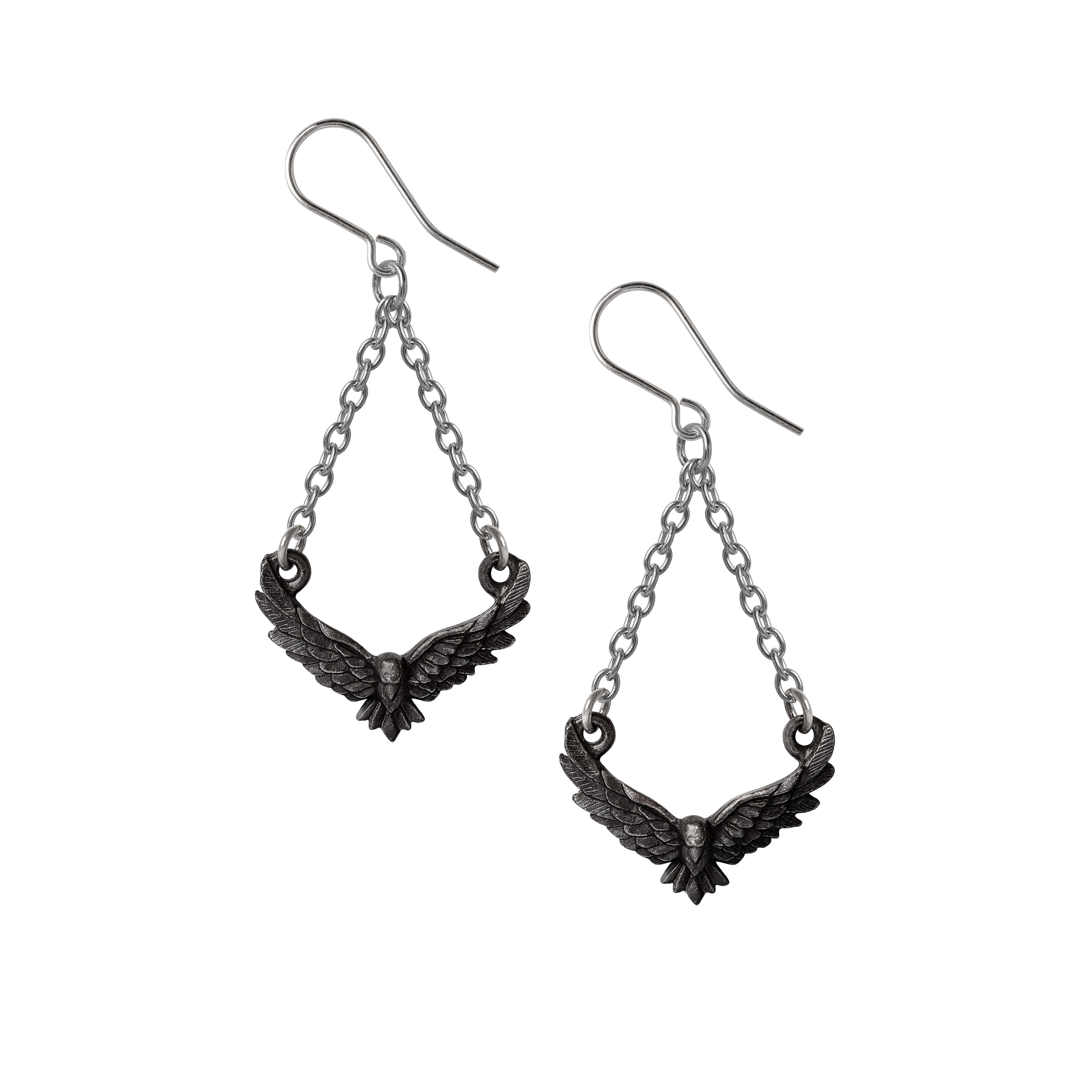 Alchemy Gothic Conspiracy Black Raven Earrings E478
