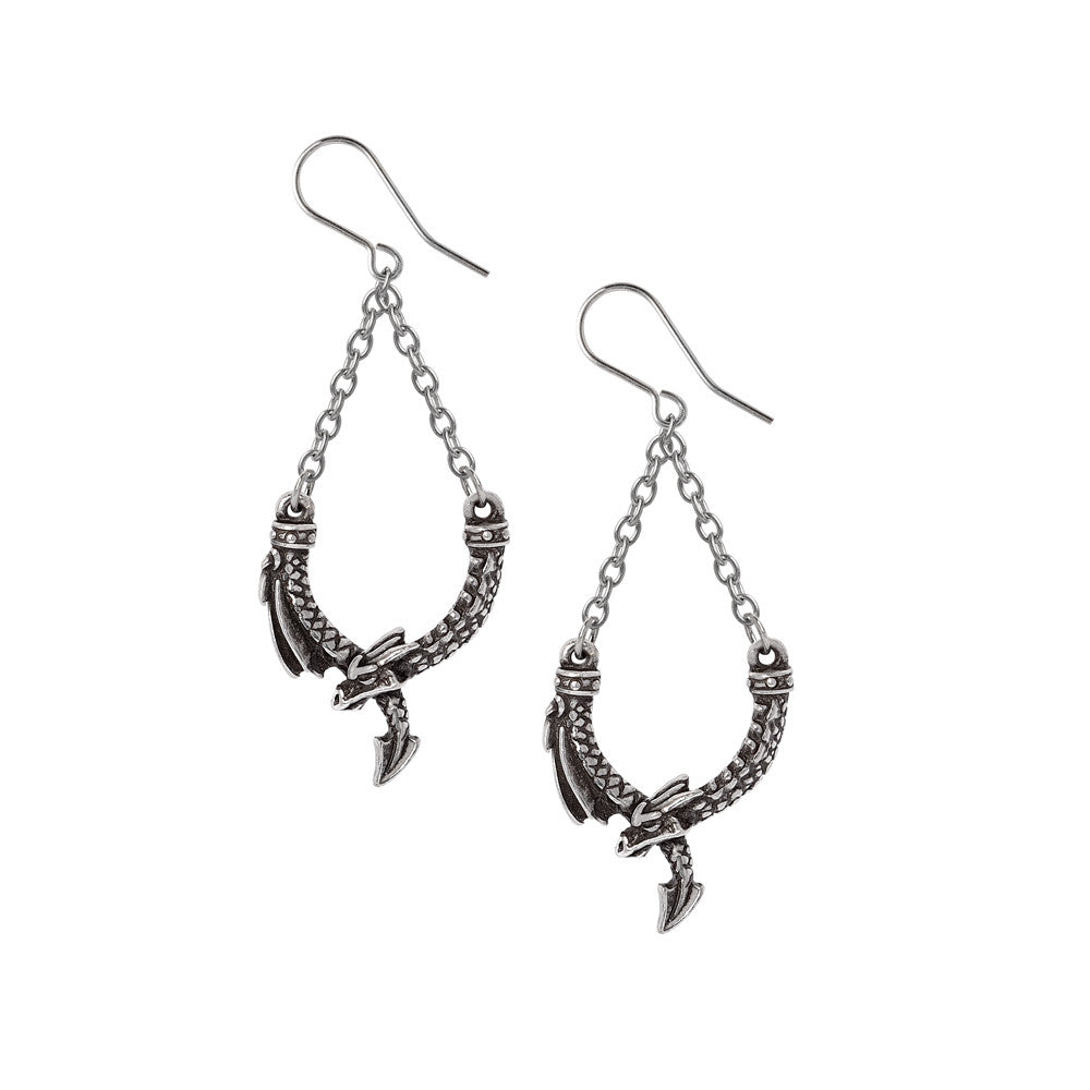 Alchemy Gothic Dragon's Lure Chain Earrings E498