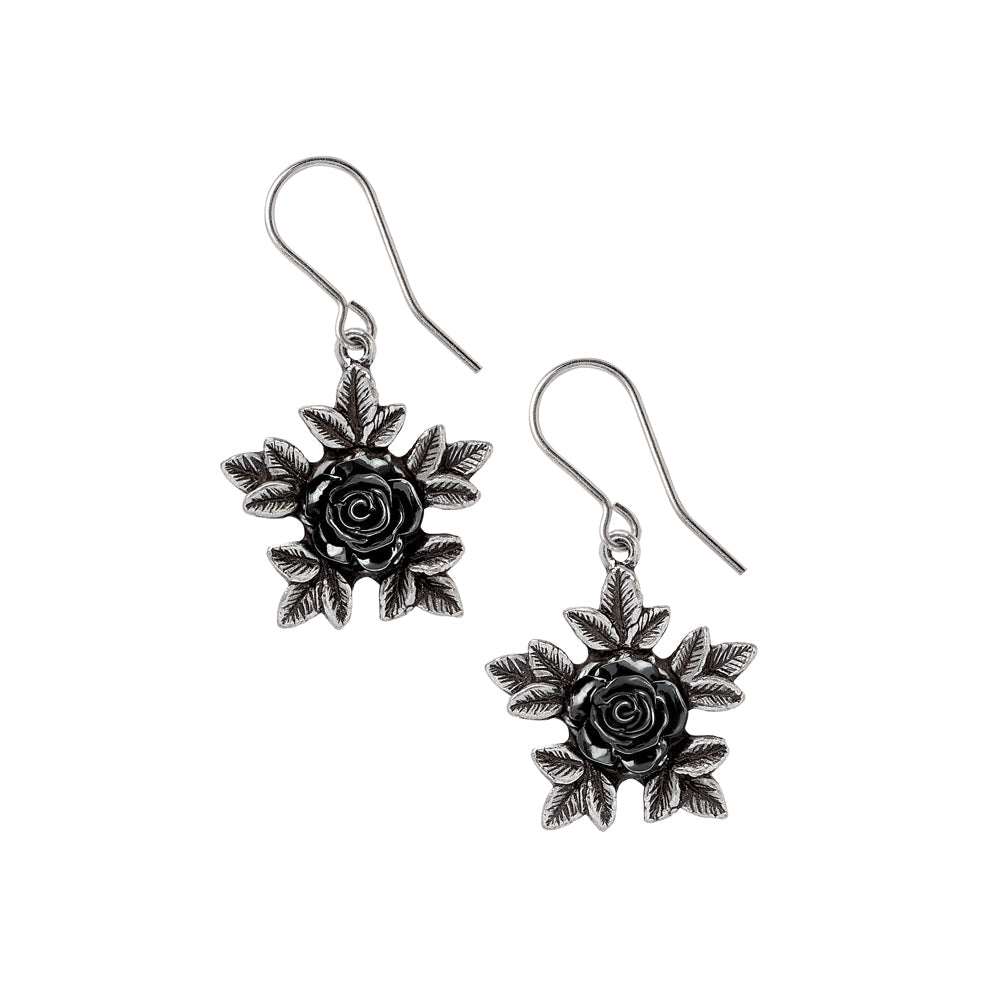 Alchemy Gothic Coven Black Rose Pentacle Pendant E502