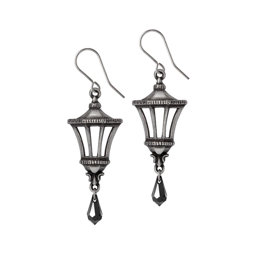 Alchemy Gothic Mourning Gaslight Lamp Earrings E505