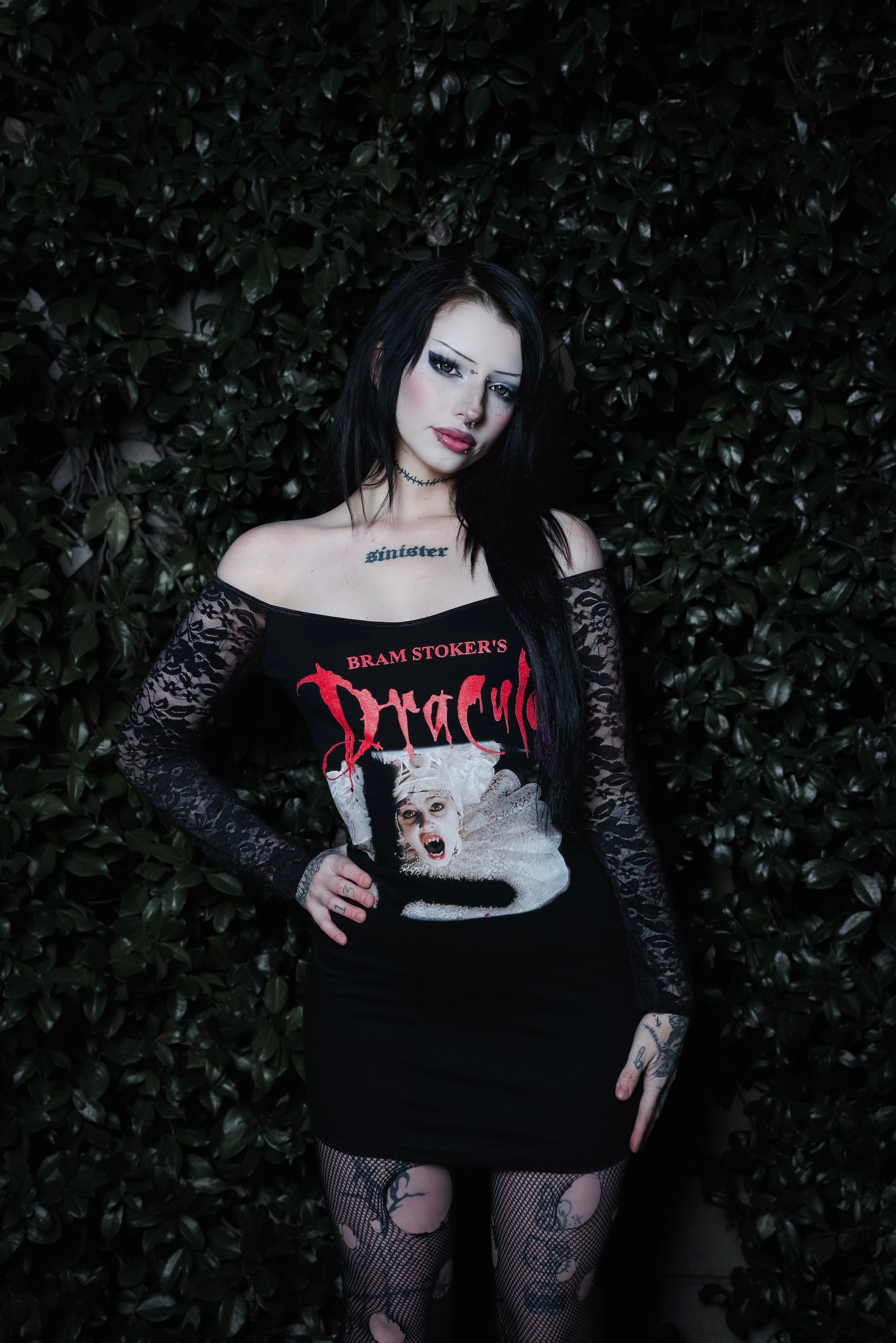 Vera's Eyecandy Dracula Lucy Off-Shoulder Lace Dress