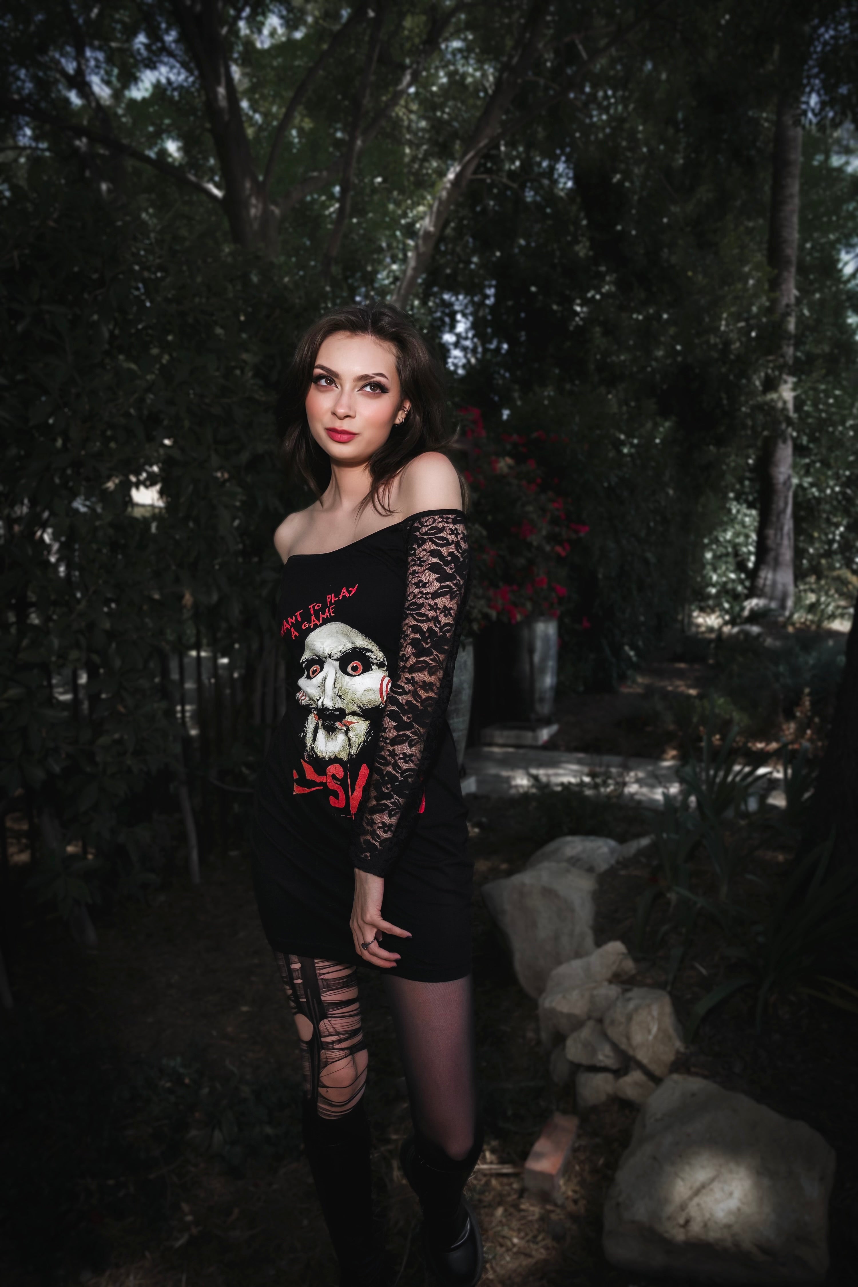 Vera's Eyecandy Saw Off-Shoulder Lace Dress