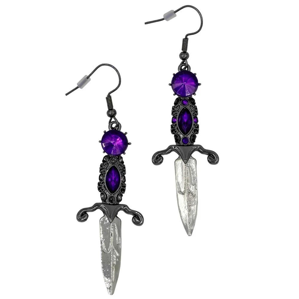Kreepsville 666 Elvira Dagger Earrings Purple
