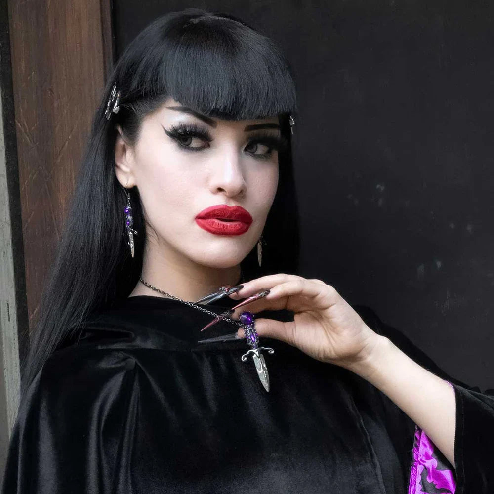 Kreepsville 666 Elvira Dagger Earrings Purple
