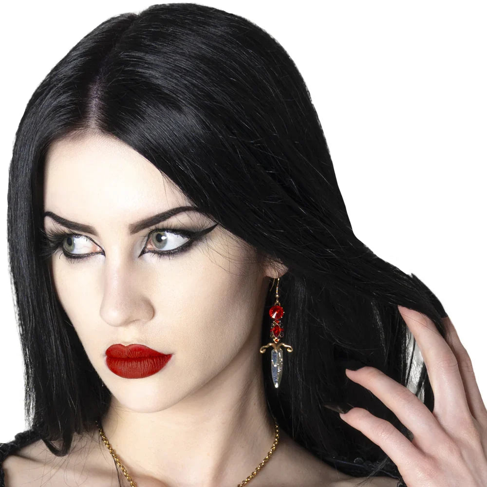 Kreepsville 666 Elvira Dagger Earrings Red