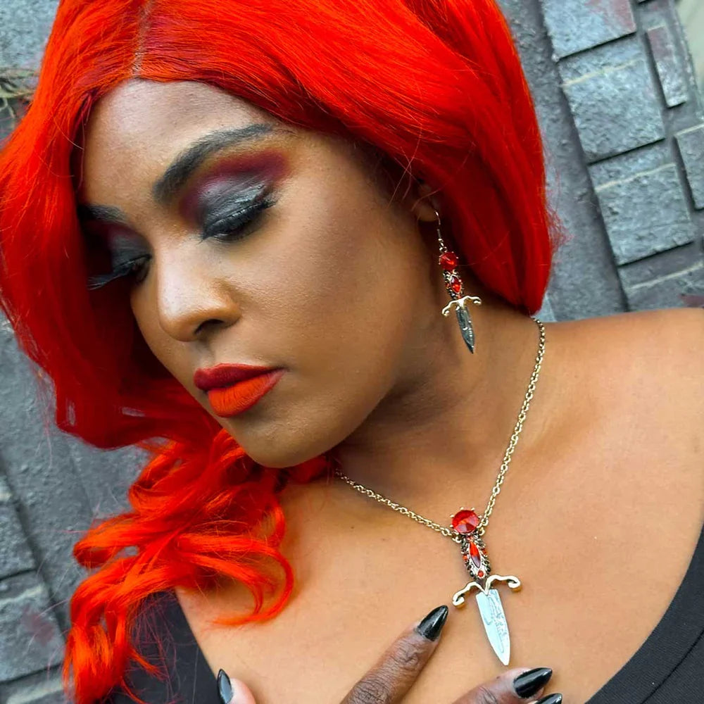 Kreepsville 666 Elvira Dagger Earrings Red
