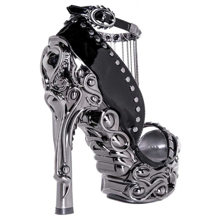 Hades EROS Black Studs Chains 6" High Heels Ankle Strap