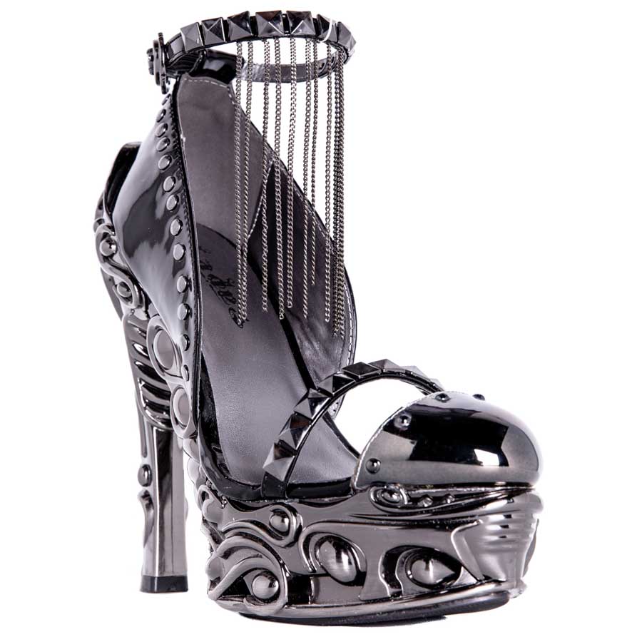Hades EROS Black Studs Chains 6" High Heels Ankle Strap