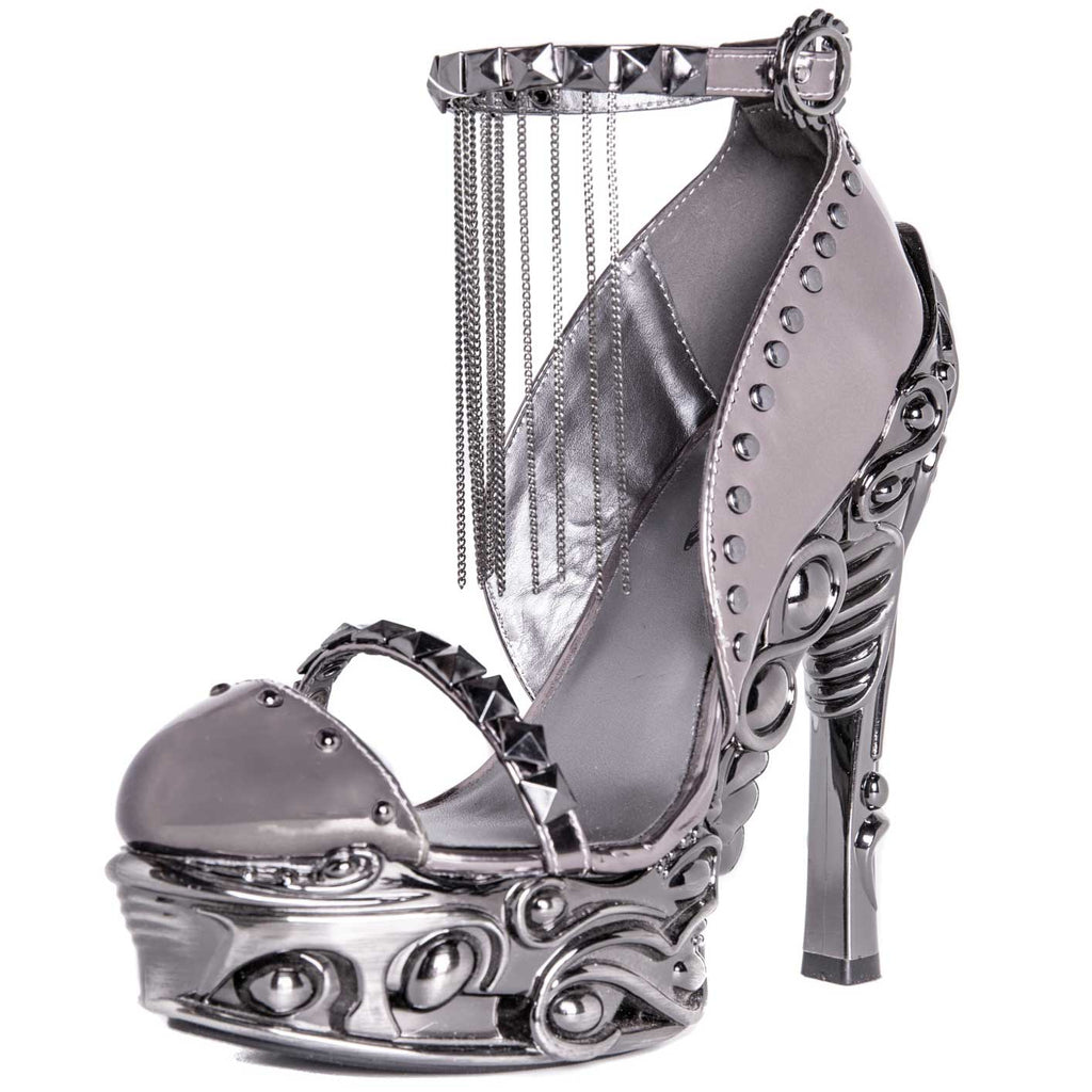 Hades EROS Gunmetal 6" High Ornate Heels Studs Chains