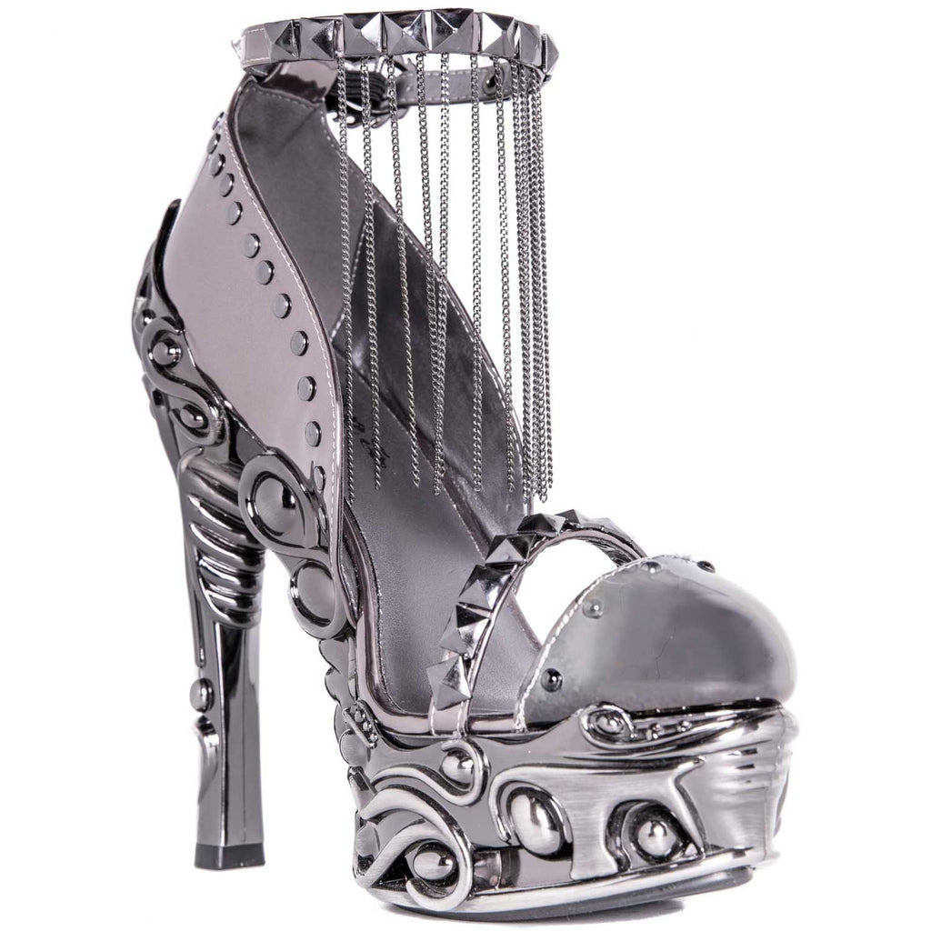 Hades EROS Gunmetal 6" High Ornate Heels Studs Chains