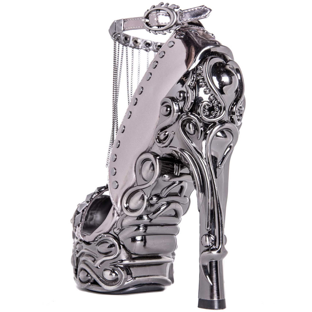Hades EROS Gunmetal 6" High Ornate Heels Studs Chains