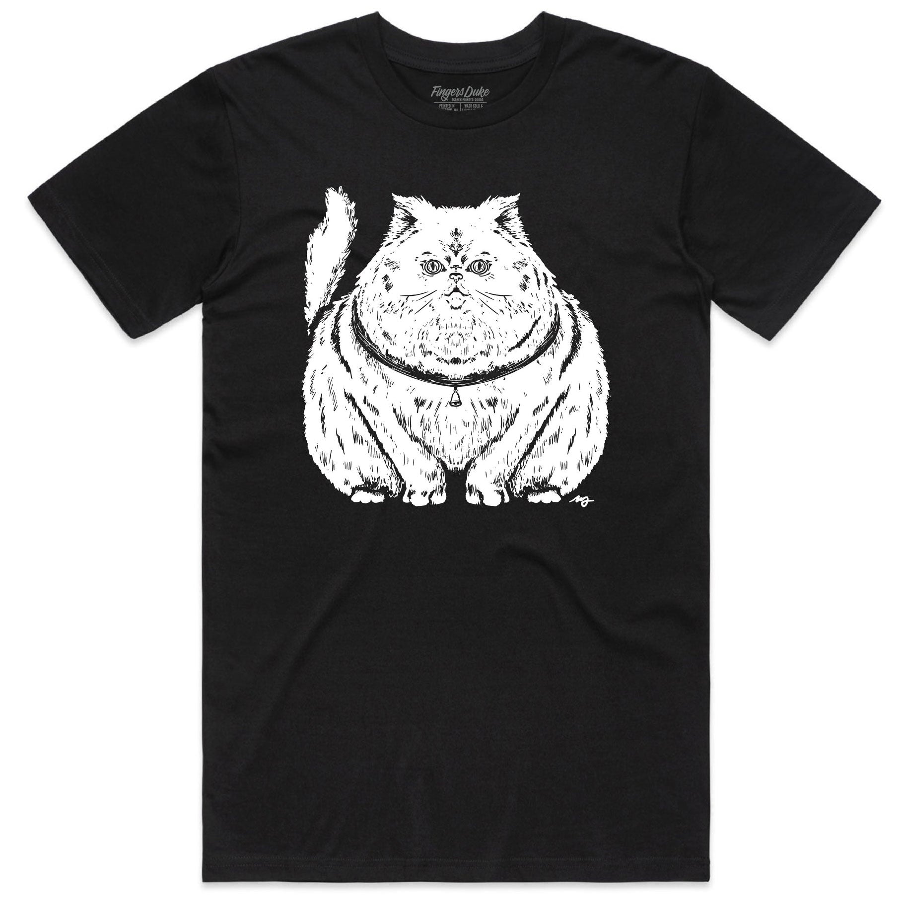 Fingers Duke Plump Cat Black T-Shirt