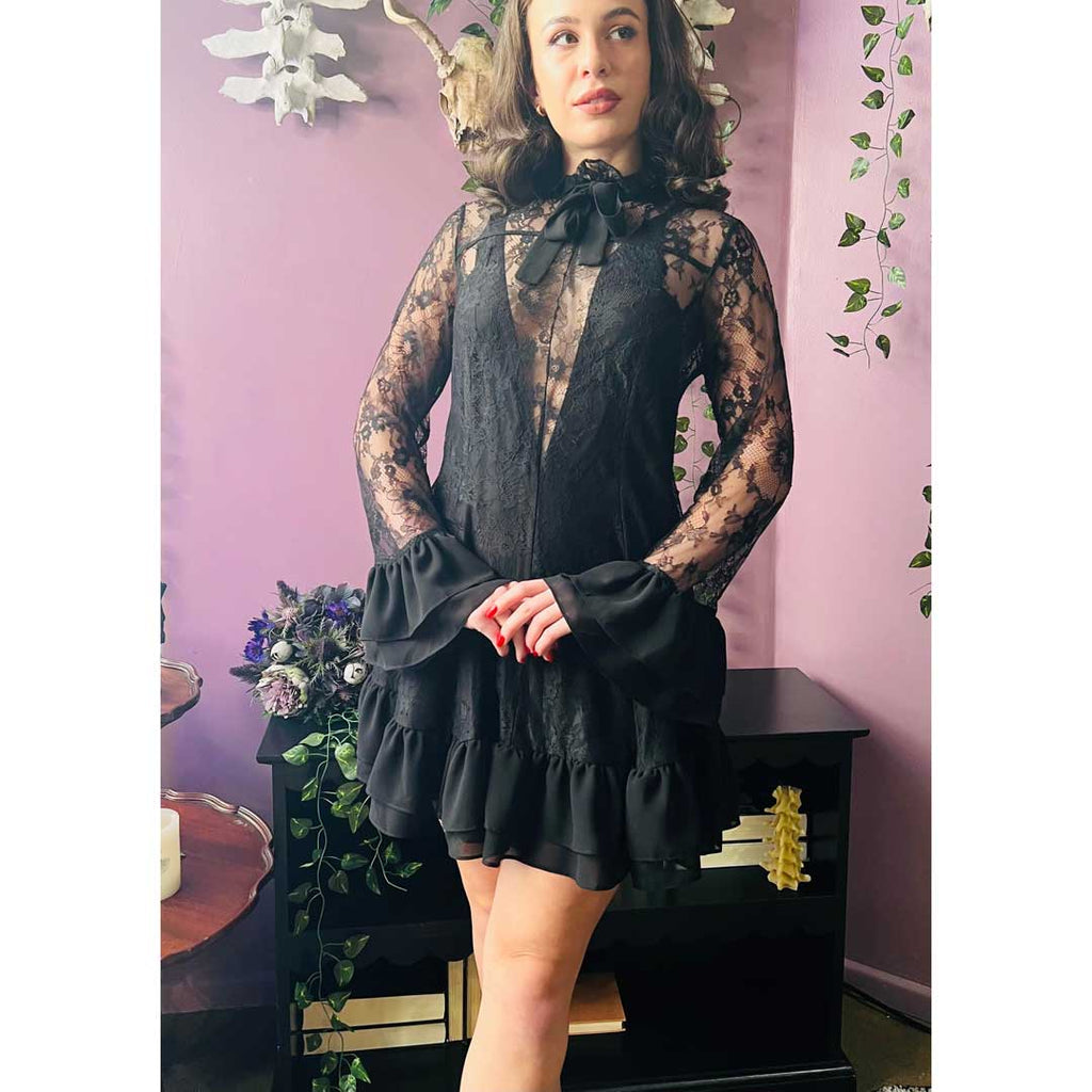 Witchwood Nightshade Dark Floral Mini Babydoll Dress