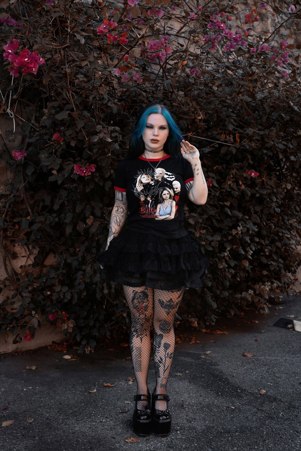 Vera's Eyecandy Buffy Vampire + Spike Ringer Tee