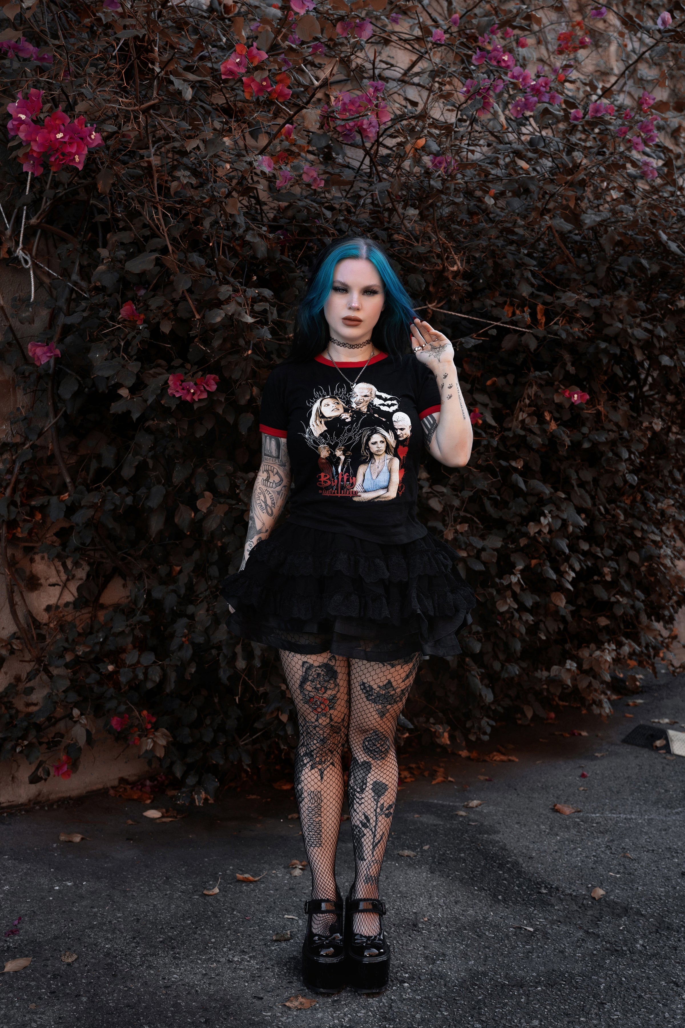 Vera's Eyecandy Buffy Vampire + Spike Ringer Tee