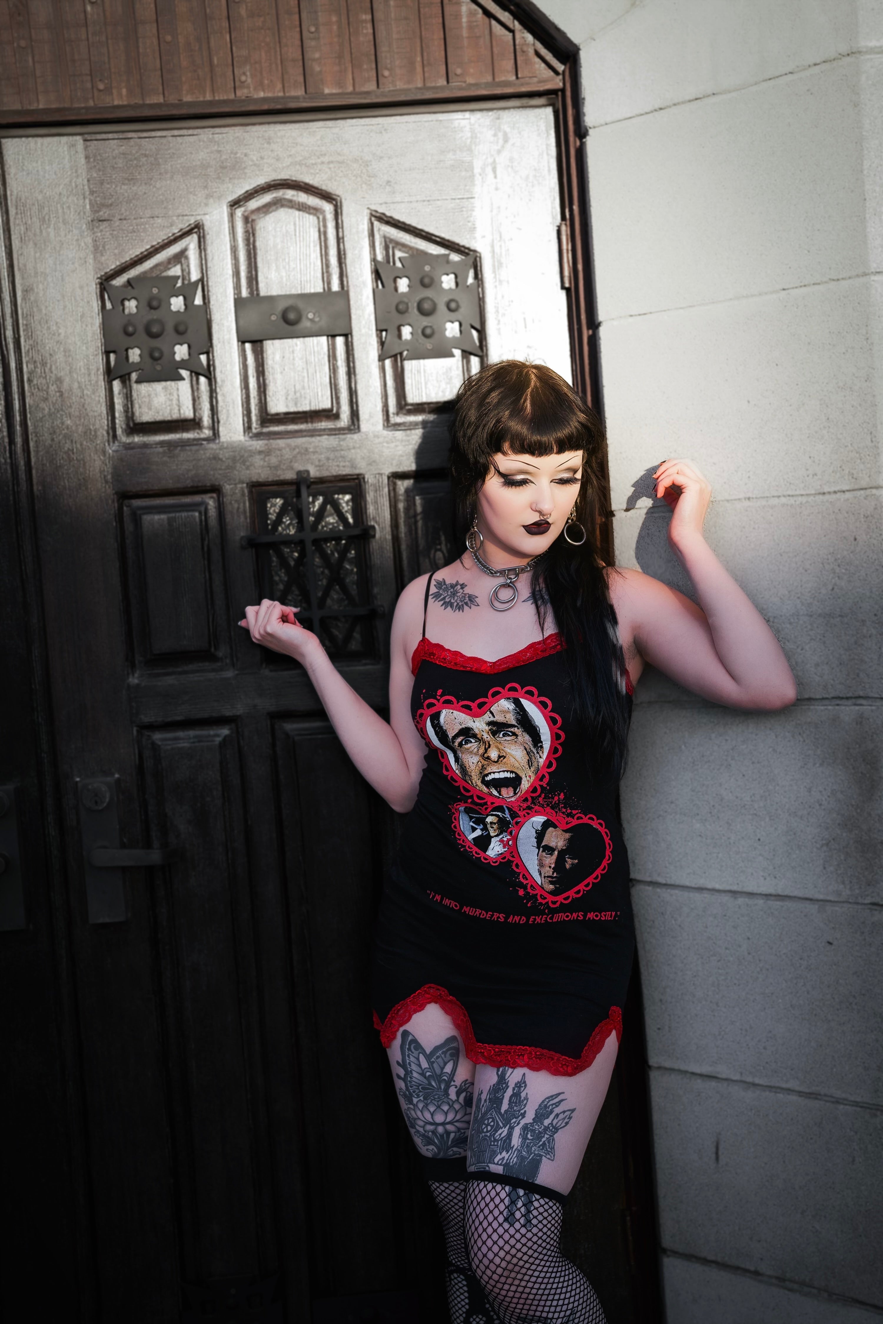 Vera's Eyecandy American Psycho Slit Red Lace Dress